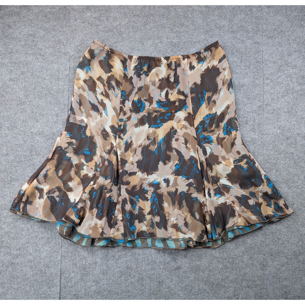 Nygard Collection Reversible Silk Skirt Womens Medium Petite Animal Print Flirty
